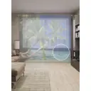 Тюль на шторной ленте Наклонившаяся пальму у берега 310х265 см рисунок природный цвет фиолетовый