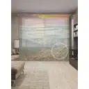 Тюль на шторной ленте Ветреный вечер 310х265 см рисунок природный цвет оранжевый