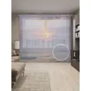 Тюль на шторной ленте Солнце спряталось в облаках 310х265 см рисунок природный цвет фиолетовый