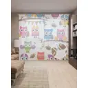 Тюль на шторной ленте Совы-спортсмены 310х265 см цвет розовый