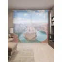 Тюль на шторной ленте Пейзаж 310х265 см рисунок природный цвет коричневый