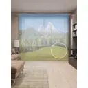 Тюль на шторной ленте Горный снег 310х265 см рисунок природный цвет зеленый