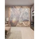 Тюль на шторной ленте Рабочий стол путешественника 310х265 см рисунок природный цвет коричневый