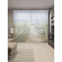 Тюль на шторной ленте Дорога к морю 310х265 см рисунок природный цвет зеленый