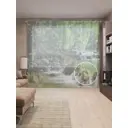 Тюль на шторной ленте У приятной реки 310х265 см рисунок природный цвет зеленый