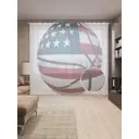 Тюль на шторной ленте Мяч Америки 310х265 см цвет синий