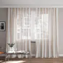 Тюль на шторной ленте Органза шенилл 300x260 см рисунок полоски цвет бежевый