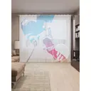 Тюль на шторной ленте Хоккейный облик 310х265 см цвет синий