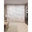 Тюль на шторной ленте Цветочные ряды 310х265 см рисунок вензель цвет светло-розовый