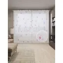 Тюль на шторной ленте Цветочное украшение 310х265 см рисунок растительный цвет розовый