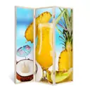 Ширма перегородка для комнаты деревянная "Освежающий вкус" двухсторонняя с картинкой (уют) 3 створки кремовый дуб 176х140 см 11 кг