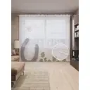 Тюль на шторной ленте Подкова на доске 310х265 см рисунок растительный цвет песочный