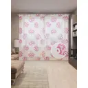 Тюль на шторной ленте Грибы любви 310х265 см рисунок растительный цвет розовый