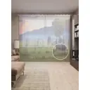 Тюль на шторной ленте Туманное одиночество 310х265 см рисунок природный цвет зеленый