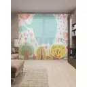 Тюль на шторной ленте Счастливый мир 310х265 см цвет зеленый