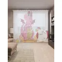 Тюль на шторной ленте Внезапный динозавр 310х265 см цвет розовый