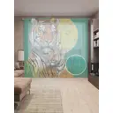 Тюль на шторной ленте Мокрые тигры 310х265 см цвет оранжевый