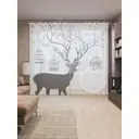 Тюль на шторной ленте Олений лес 310х265 см цвет черный