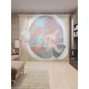 Тюль на шторной ленте Любопытная русалка 310х265 см рисунок природный цвет красный