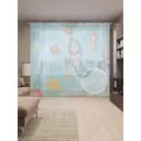 Тюль на шторной ленте Морская русалка 310х265 см рисунок природный цвет голубой