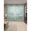 Тюль на шторной ленте Магическая русалка 310х265 см рисунок природный цвет зеленый