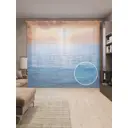 Тюль на шторной ленте Чистое море 310х265 см рисунок природный цвет голубой