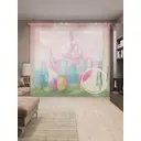 Тюль на шторной ленте Чайное жилье 310х265 см рисунок природный цвет розовый