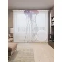 Тюль на шторной ленте Дикая медуза 310х265 см рисунок природный цвет фиолетовый