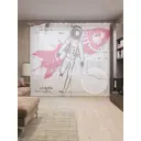 Тюль на шторной ленте Космонавт с ракетой 310х265 см цвет розовый