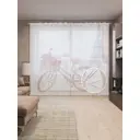Тюль на шторной ленте Цветочный велосипед в Париже 310х265 см цвет розовый
