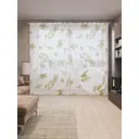 Тюль на шторной ленте Летящие оливки 310х265 см рисунок растительный цвет желтый