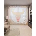 Тюль на шторной ленте Зодиакальный телец 310х265 см цвет оранжевый