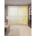 Тюль на шторной ленте Цветное затемнение 310х265 см рисунок растительный цвет желтый