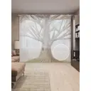 Тюль на шторной ленте Дерево на холме 310х265 см рисунок растительный цвет коричневый