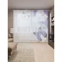 Тюль на шторной ленте Бабочки над водой 310х265 см рисунок природный цвет фиолетовый