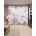 Тюль на шторной ленте Цветочная феерия с бабочками 310х265 см рисунок растительный цвет розовый