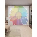 Тюль на шторной ленте Радужный цветок 310х265 см рисунок растительный цвет желтый