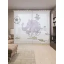 Тюль на шторной ленте Футбольный слон 310х265 см цвет фиолетовый
