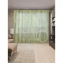 Тюль на шторной ленте Плотный бамбук 310х265 см рисунок растительный цвет зеленый