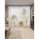 Тюль на шторной ленте Цветочная жара 310х265 см рисунок растительный цвет желтый