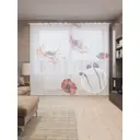 Тюль на шторной ленте Цветочная нежность 310х265 см рисунок растительный цвет красный