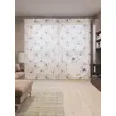 Тюль на шторной ленте Кролики с мешками 310х265 см рисунок вензель цвет розовый