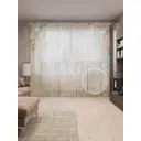 Тюль на шторной ленте Креативная рамка 310х265 см рисунок растительный цвет коричневый