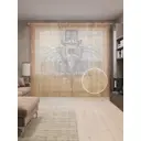 Тюль на шторной ленте Череп в шляпе и очках 310х265 см цвет коричневый