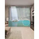 Тюль на шторной ленте Успокаивающий шум воды 310х265 см рисунок природный цвет зеленый