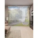 Тюль на шторной ленте Крутой водопад 310х265 см рисунок природный цвет зеленый