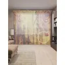 Тюль на шторной ленте Цветочное пианино 310х265 см рисунок растительный цвет коричневый