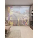 Тюль на шторной ленте Уютные виноградники 310х265 см цвет синий