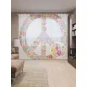 Тюль на шторной ленте Цветочный символ хиппи 310х265 см рисунок растительный цвет желтый