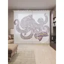 Тюль на шторной ленте Узорчатый кальмар 310х265 см рисунок природный цвет фиолетовый